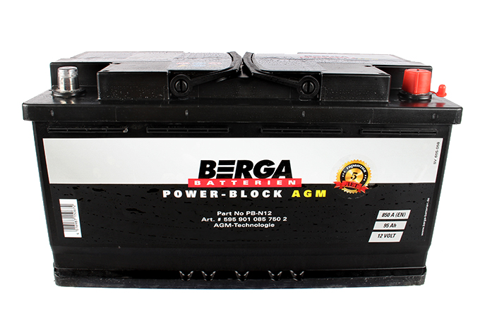 Аккумуляторная батарея BERGA Power Block AGM 6СТ95 обратная фотография №1