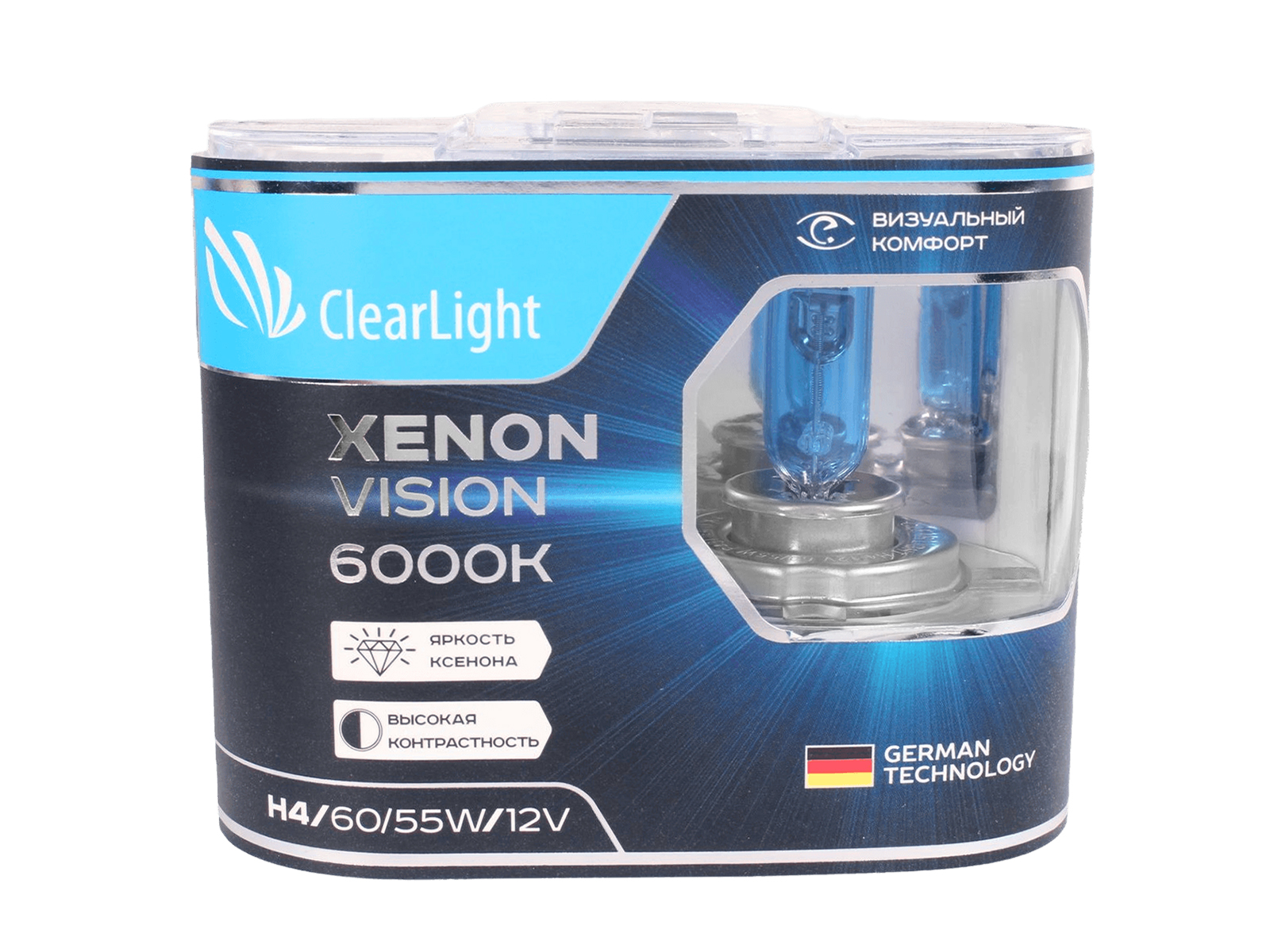 Лампа Clearlight H4 12V 60/55W Xenon Vision комплект MLH4XV 2шт фотография №4