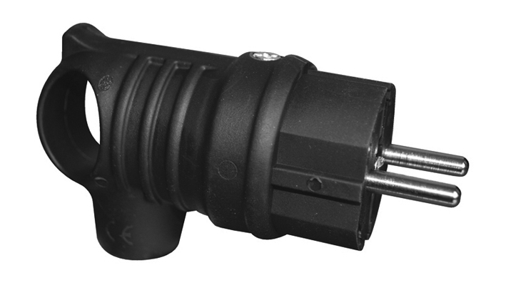 Вилка BEMIS каучуковая 220В 16А с з/к IP44 черная фотография №1