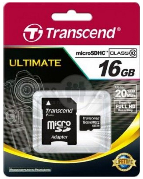 Карта памяти Micro-SD Card Transcend 16Gb фотография №1