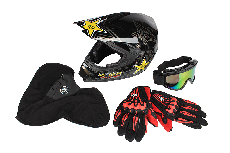Комплект для мотокросса, цвета в ассортименте Шлем, очки, перчатки,подшлемник L фотография №2