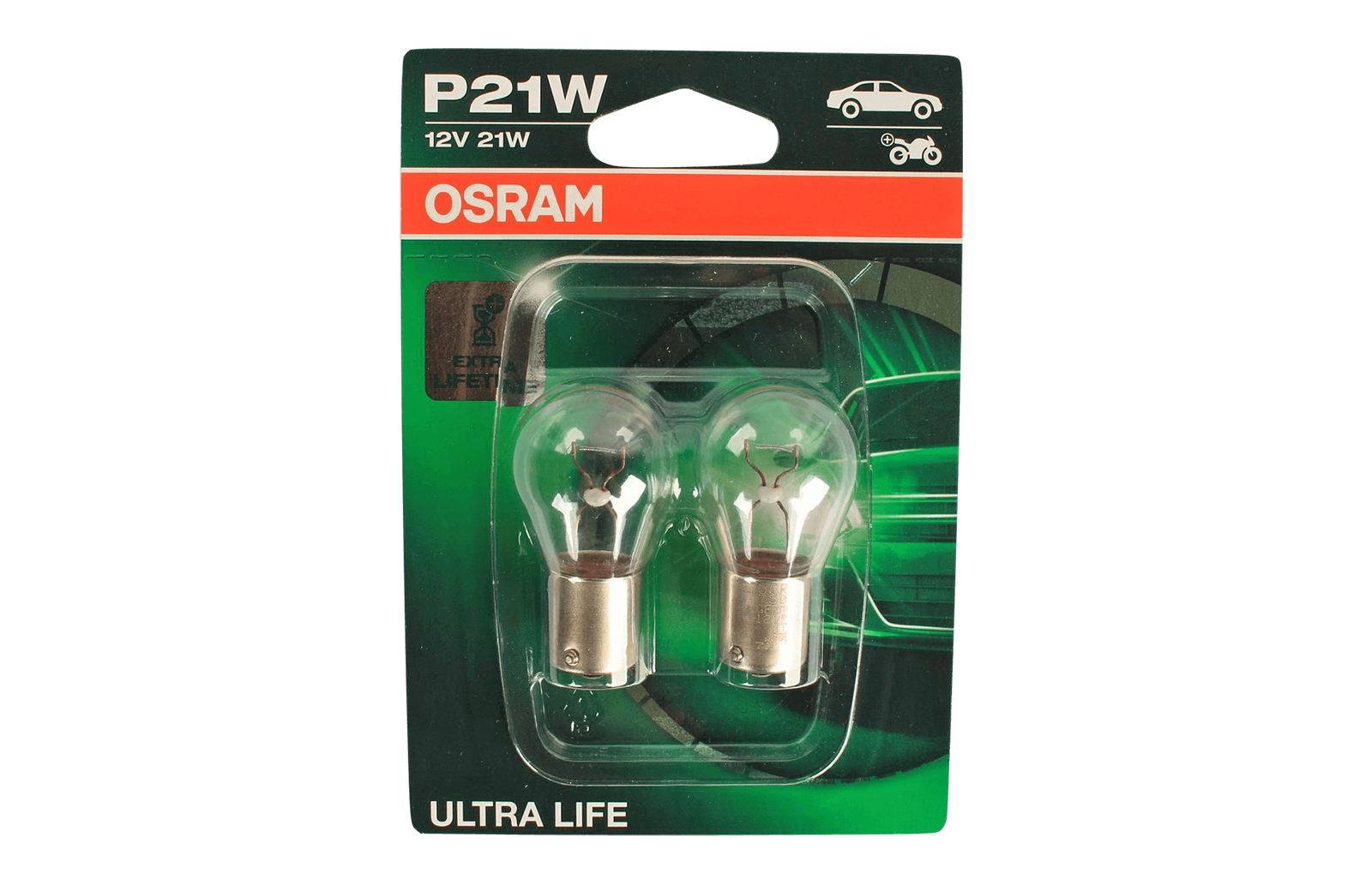 Лампа 12V P21W OSRAM ULTRA LIFE 2 штуки блистер фотография №1