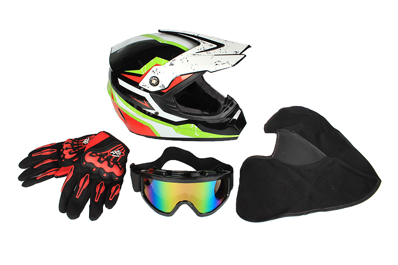 Комплект для мотокросса, цвета в ассортименте Шлем, очки, перчатки,подшлемник M фотография №3