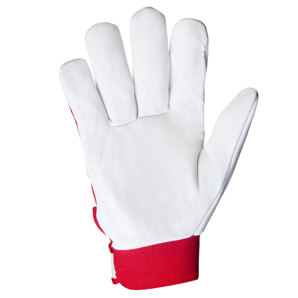 Рабочие перчатки Jeta Safety Mechanic из кожи и хлопка красный-белый 9/L фотография №2