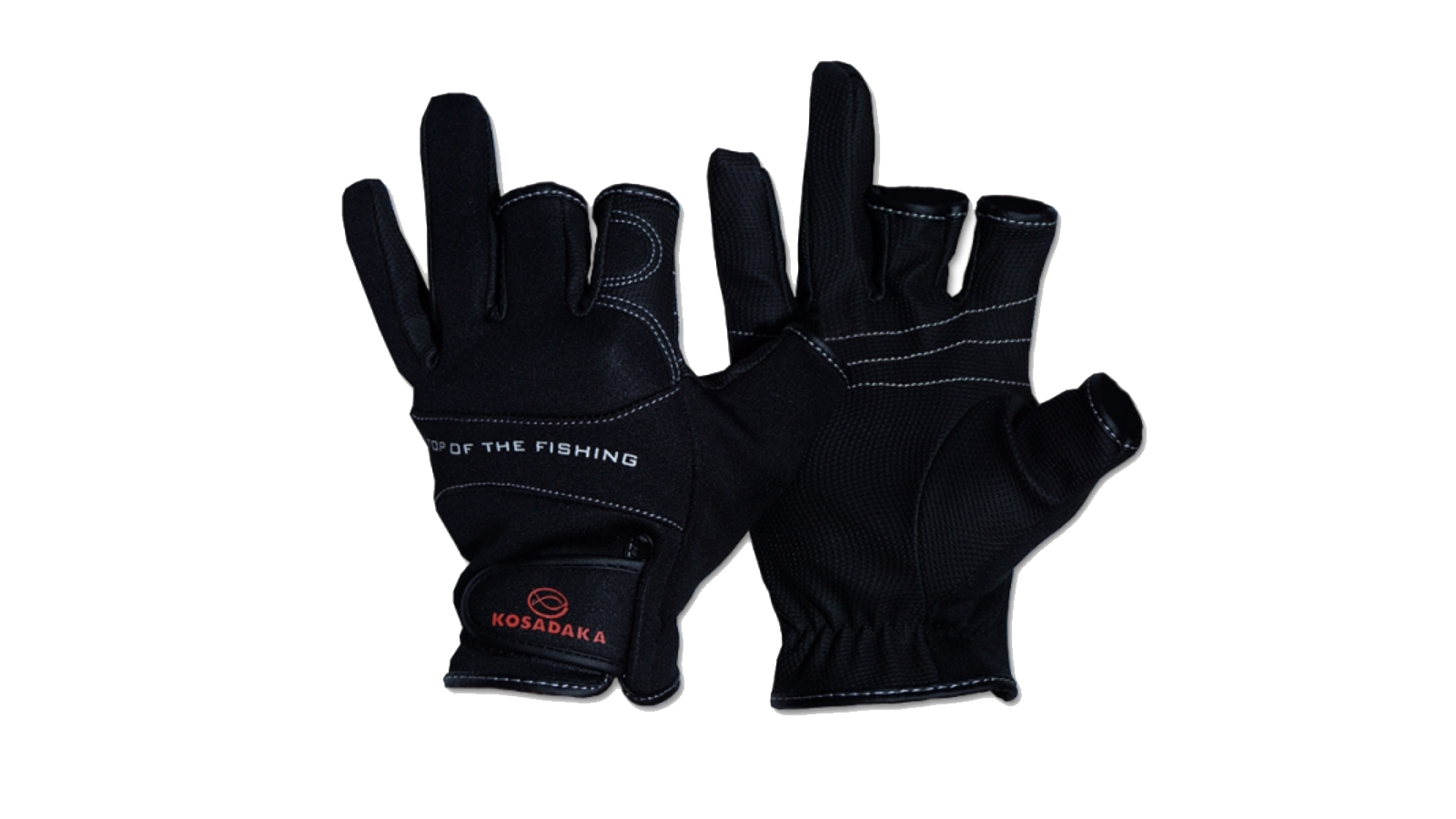 Перчатки KOSADAKA Fishing gloves-21 обрезаны 3 пальца, черные  XXL фотография №1