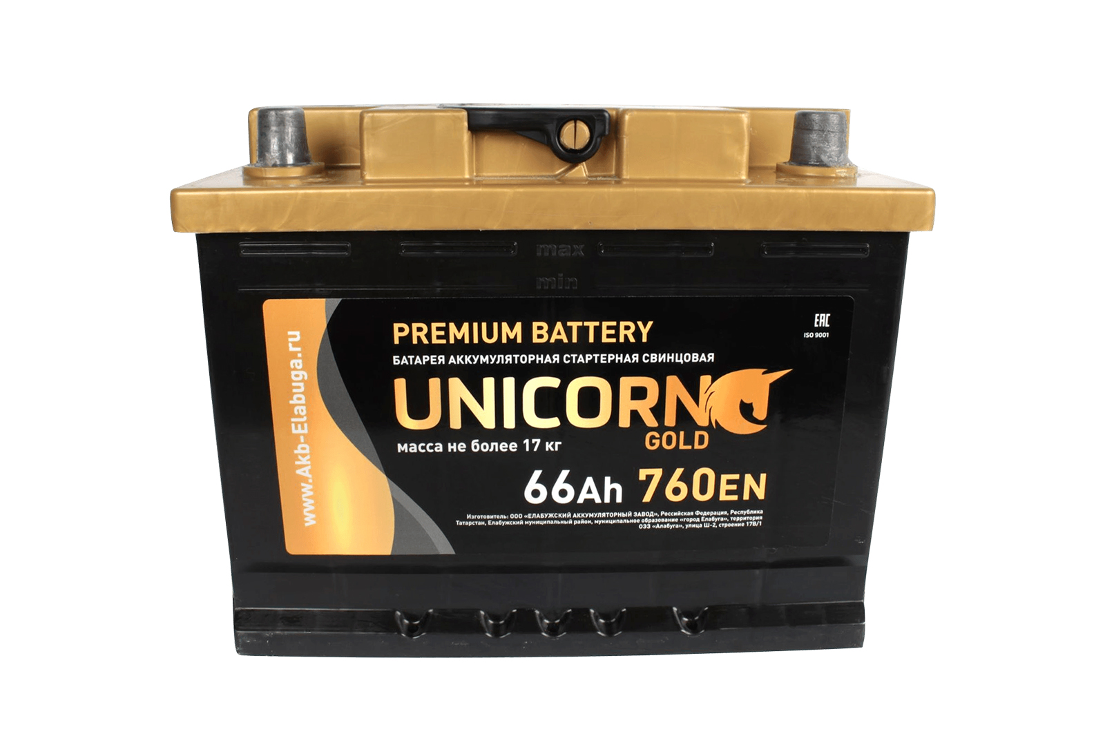 Аккумуляторная батарея UNICORN Gold 6СТ66 обратная фотография №1