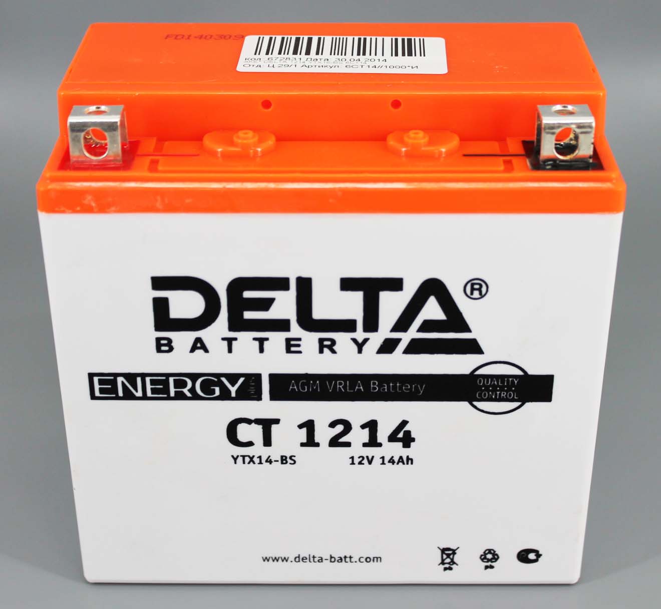 Аккумуляторная батарея DELTA СТ 1214 YTX14-BS 6СТ14 фотография №1