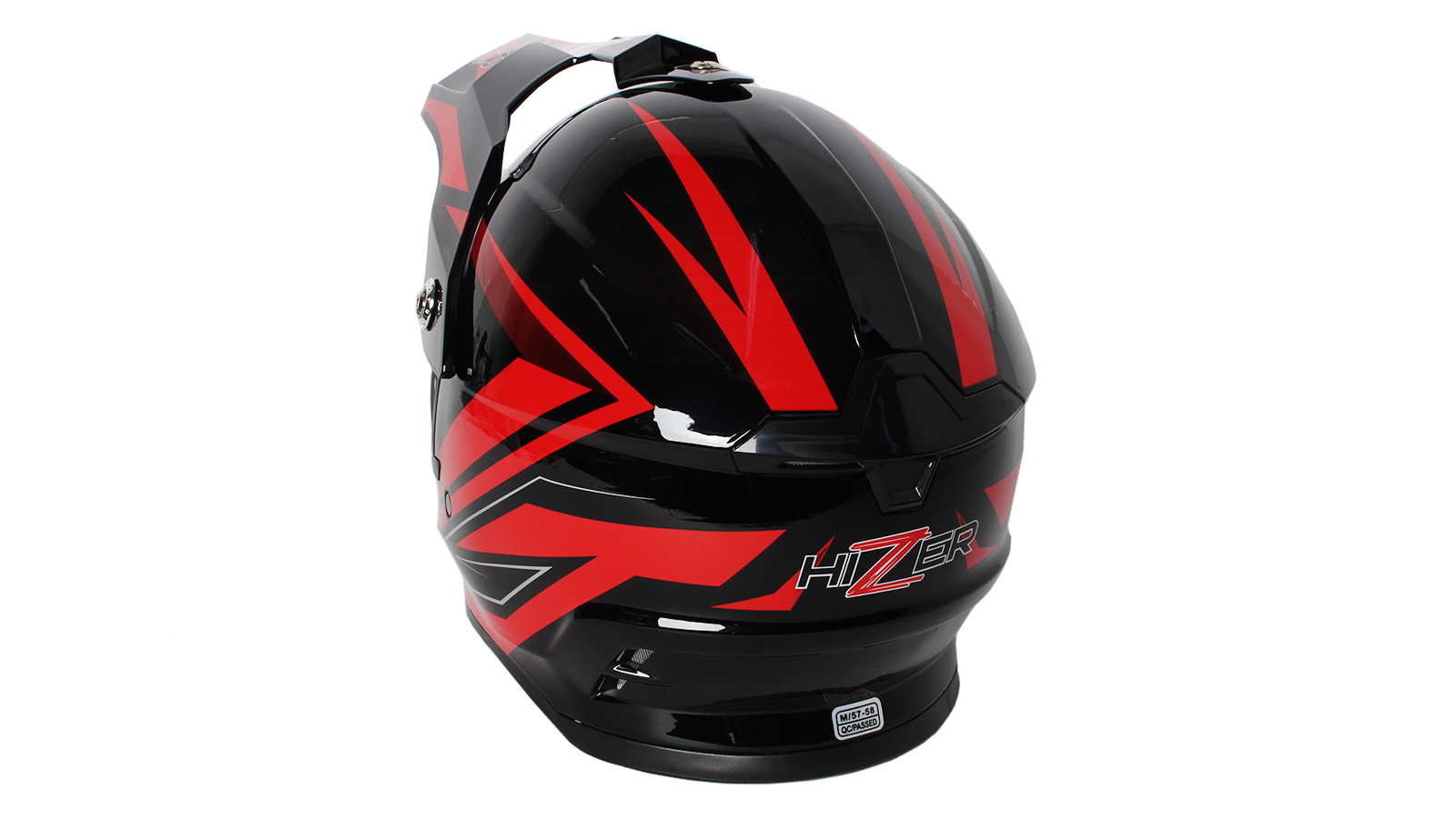 Шлем мото мотард HIZER B6196-1-4 black/red (S) фотография №3