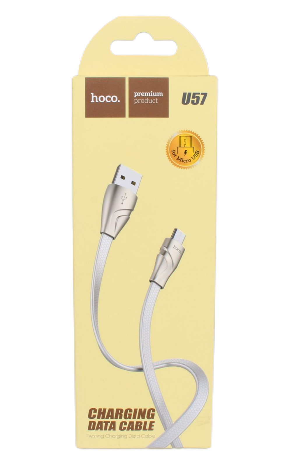 Кабель USB HOCO U57 Twisting, Micro USB 2.4А, 1.2 м, белый фотография №3