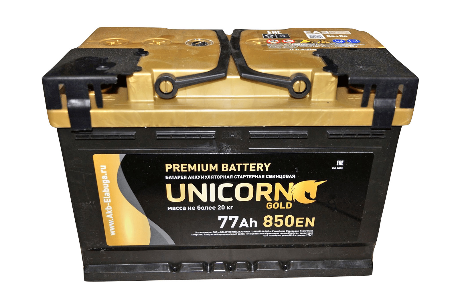 Аккумуляторная батарея UNICORN Gold 6СТ77 обратная фотография №1