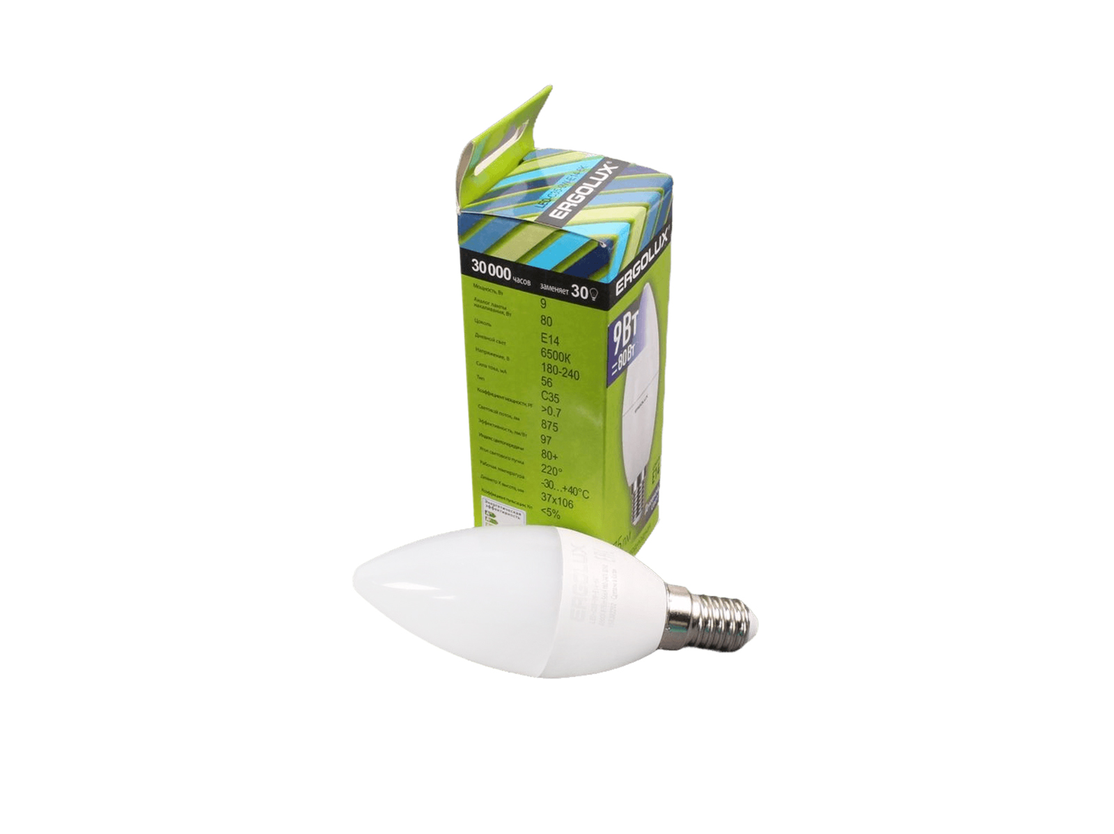 Лампа светодиодная Ergolux LED-C35-9W-E14-6K Свеча фотография №4