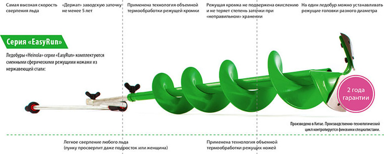 Ледобур Heinola EasyRun 100мм фотография №2