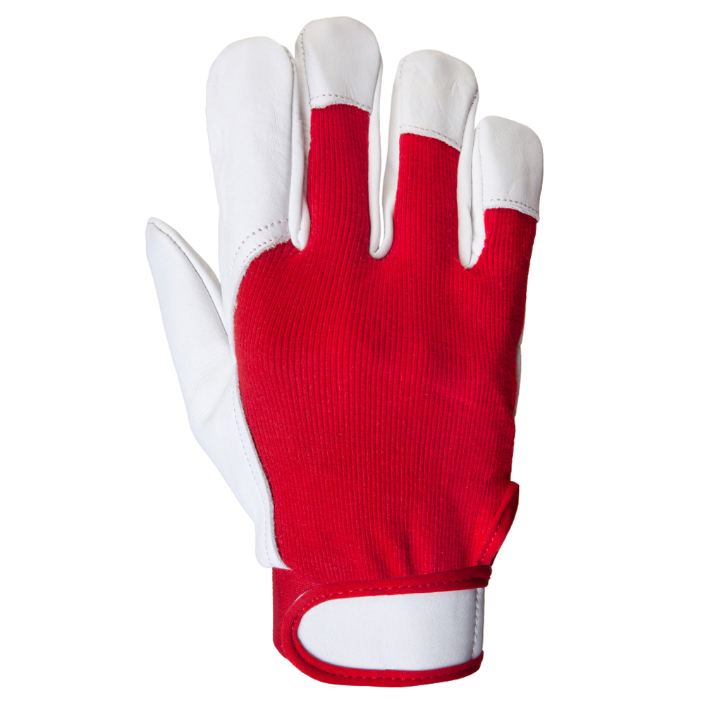 Рабочие перчатки Jeta Safety Mechanic из кожи и хлопка красный-белый 10/XL фотография №1