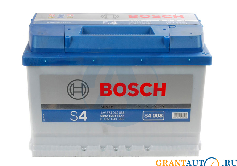 Аккумуляторная батарея BOSCH SILVER S4008 6СТ74 * 574 012 068 обратная фотография №1