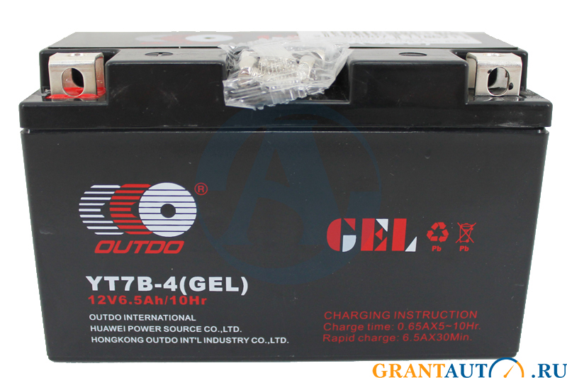 Мотоаккумулятор Outdo YT7B-4 GEL 6.5Ач.150х66х95мм фотография №1