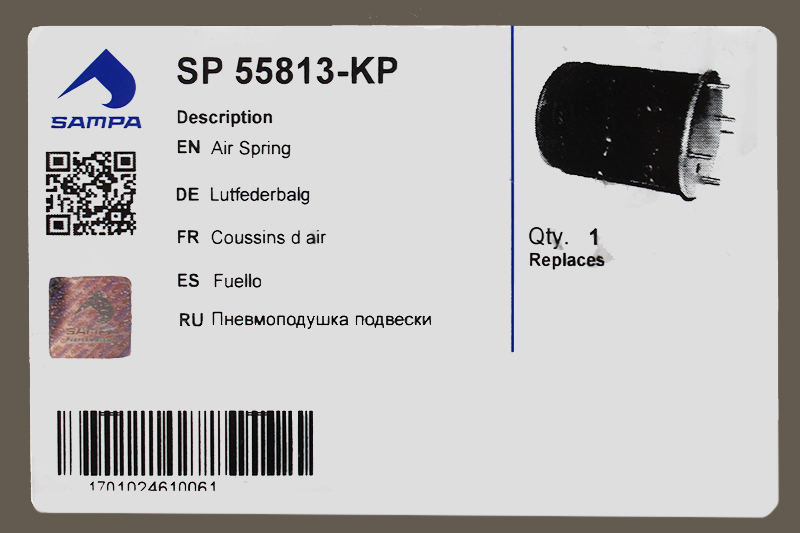 Пневморессора SAF (пластиковый стакан) (4 шп. М12, 1 отв. M22х1.5мм) SAMPA SP55813-KP фотография №3
