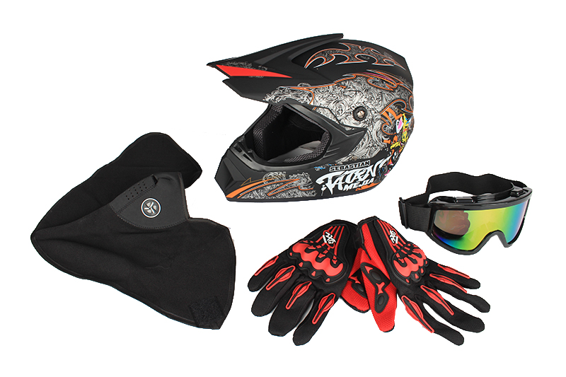 Комплект для мотокросса, цвета в ассортименте Шлем, очки, перчатки,подшлемник L фотография №4