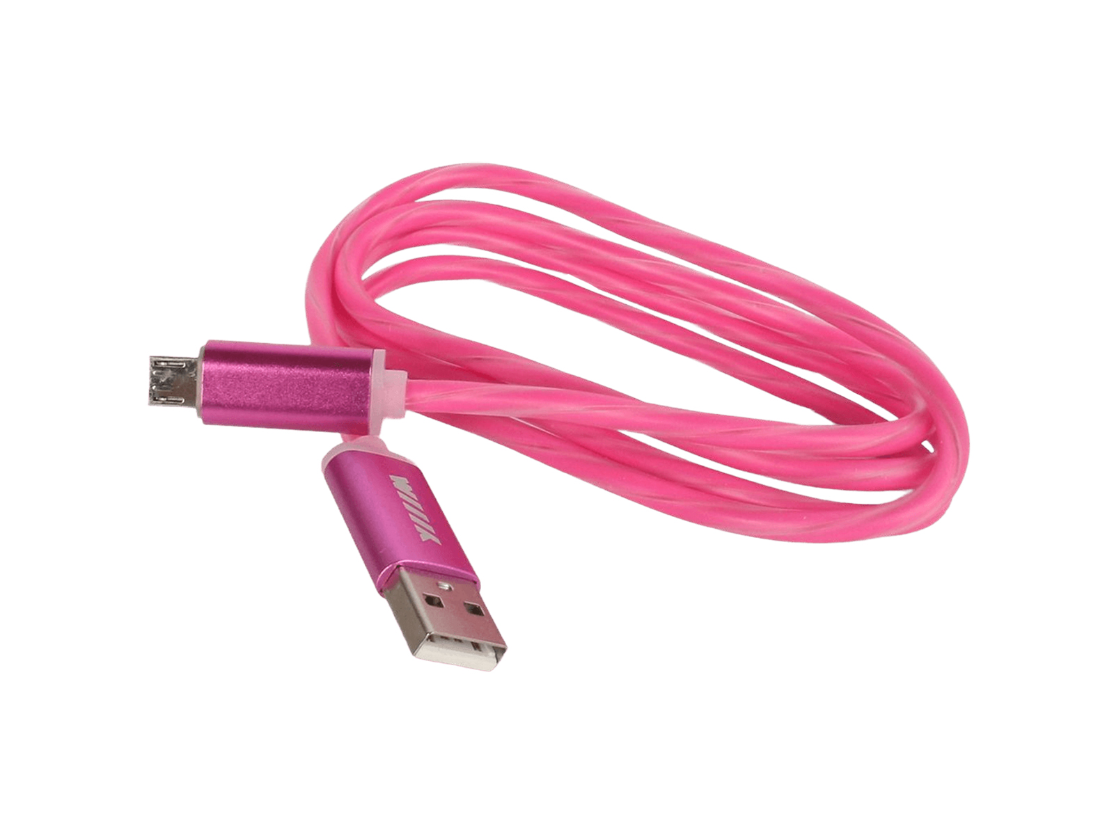 Кабель-переходник светящийся USB-микроUSB розовый CBL710-UMU-10PK WIIIX 1м фотография №1