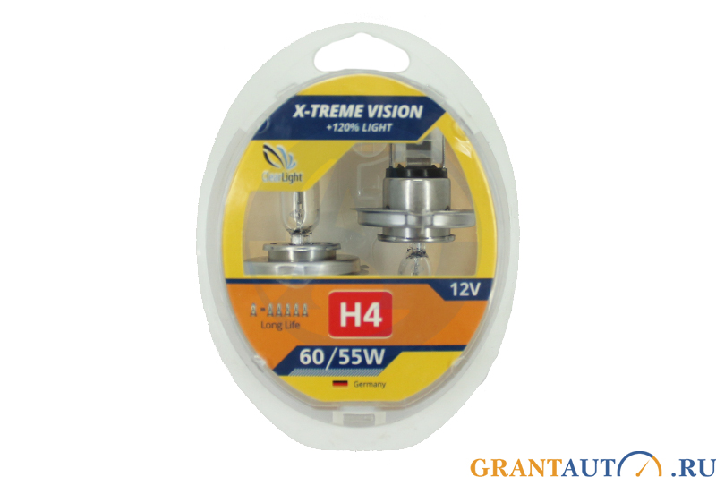 Лампа Clearlight H4 12V 60/55W X-treme Vision комплект фотография №1
