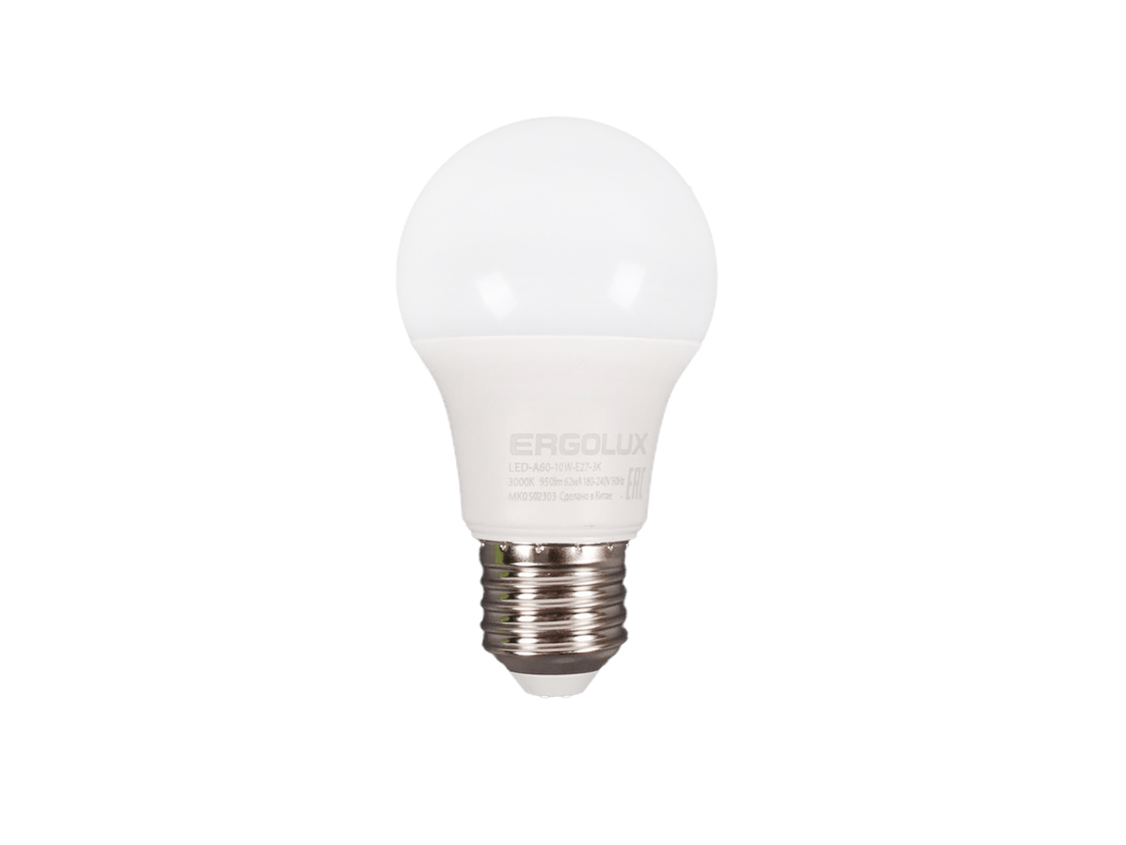 Лампа светодиодная Ergolux LED-A60-10W-E27-3K ЛОН фотография №1