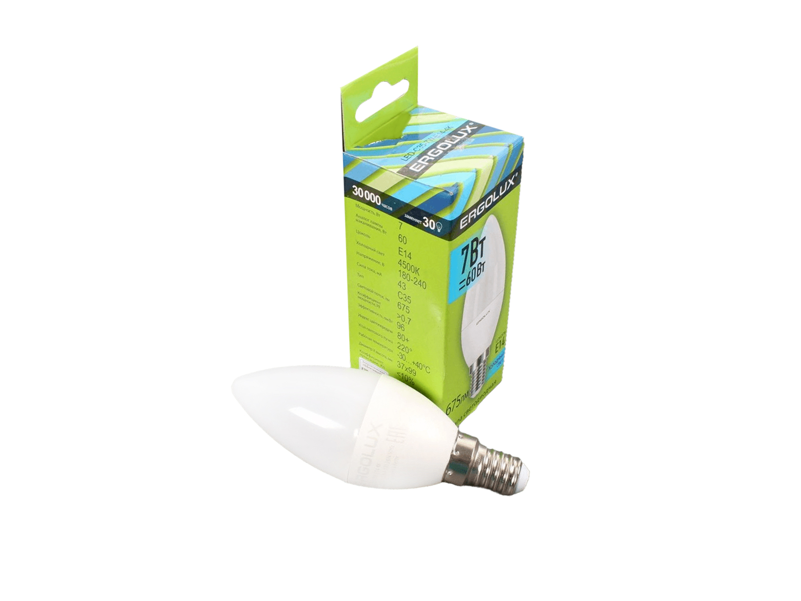 Лампа светодиодная Ergolux LED-C35-7W-E14-4K Свеча фотография №4