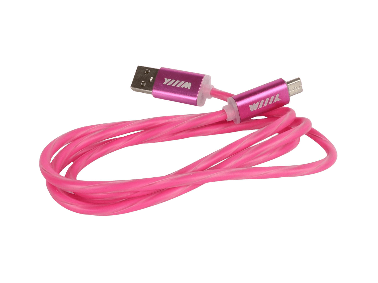 Кабель-переходник светящийся USB-микроUSB розовый CBL710-UMU-10PK WIIIX 1м фотография №2