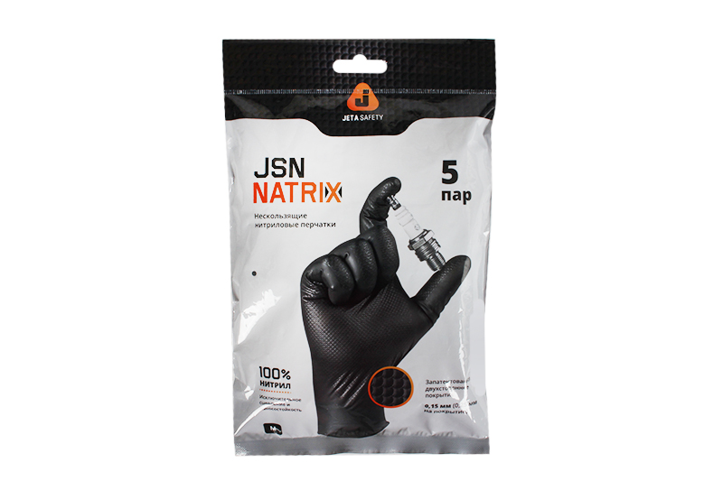 Перчатки нитриловые Jeta Pro черные размер M JSN NATRIX 5пар фотография №1