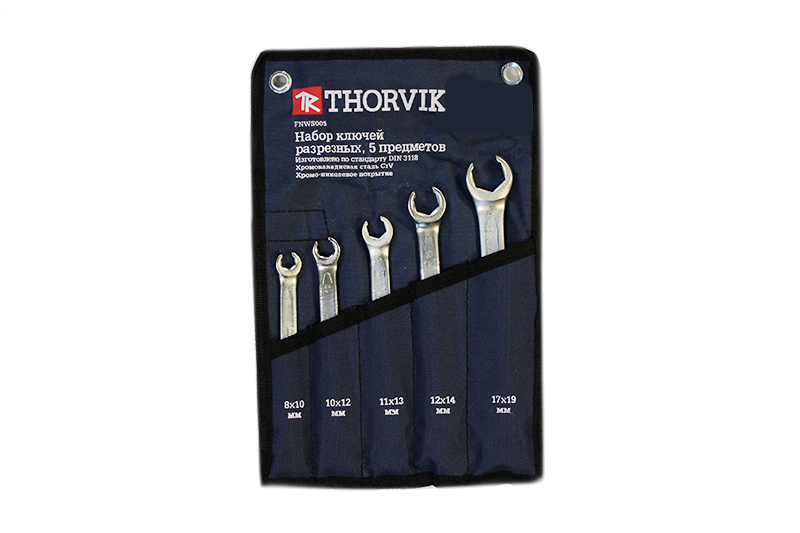 Набор ключей THORVIK разрезных в сумке 8-19 мм 5 предметов FNWS005 фотография №1