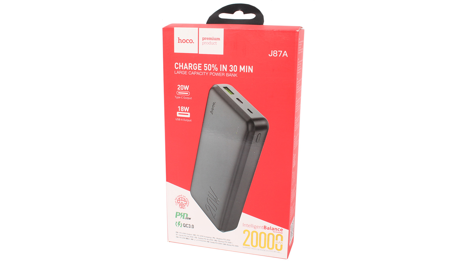 Аккумулятор Power Bank J87A 20000mAh черный фотография №4