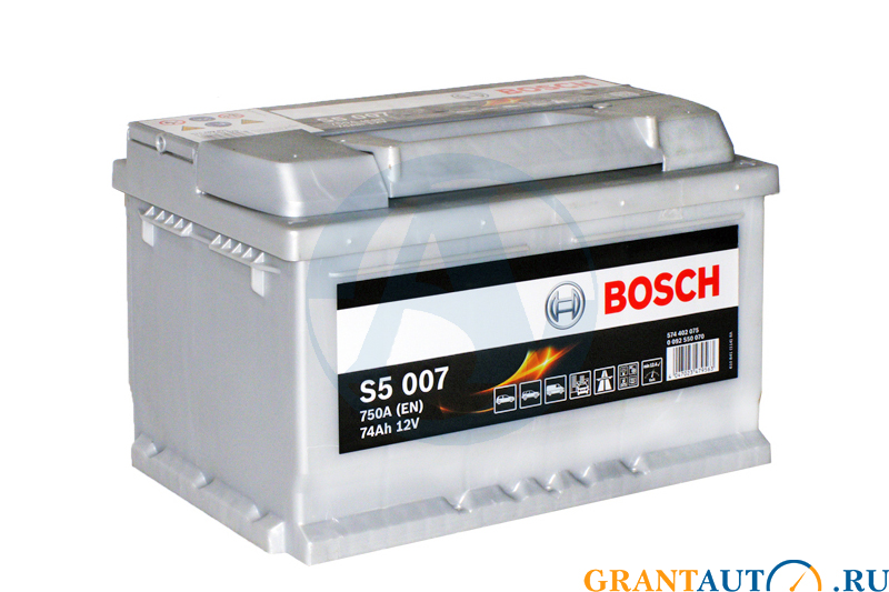 Аккумуляторная батарея BOSCH SILVER S5007 6СТ74 * 574 402 075 фотография №1