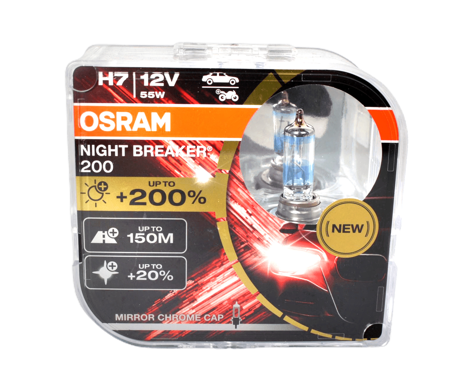Набор ламп 12Vх55W H7+200% OSRAM NIGHT BREAKER 4050K 2 штуки комплект фотография №1